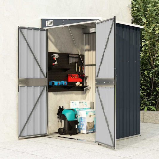 Capanno da Giardino a Parete Antracite 118x100x178 cm Acciaio | homemem39