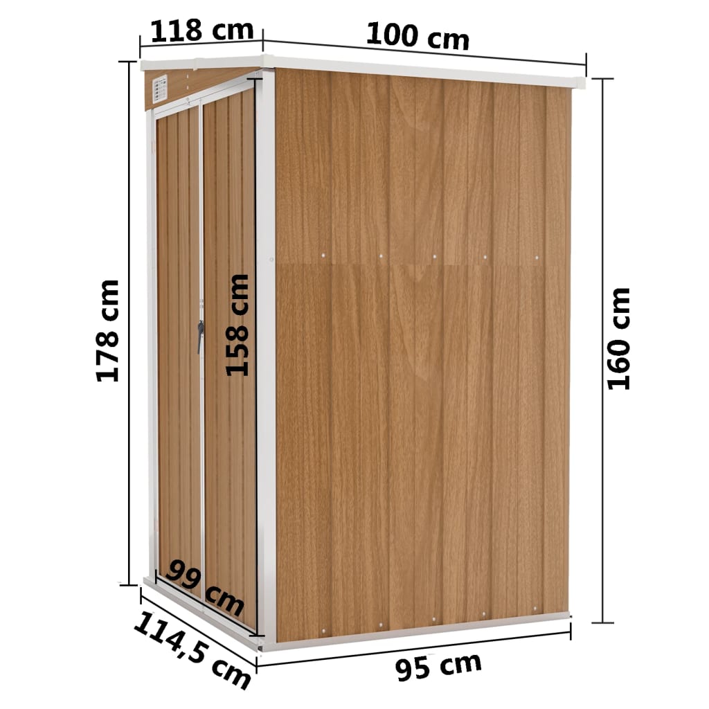 Capanno Giardino a Parete Marrone 118x100x178cm Acciaio Zincato - homemem39