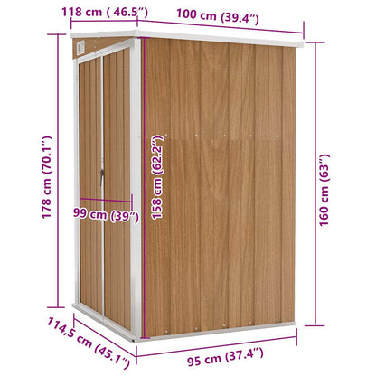 Capanno Giardino a Parete Marrone 118x100x178cm Acciaio Zincato - homemem39