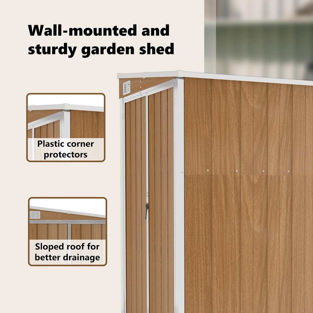 Capanno Giardino a Parete Marrone 118x100x178cm Acciaio Zincato - homemem39