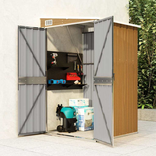 Capanno Giardino a Parete Marrone 118x100x178cm Acciaio Zincato