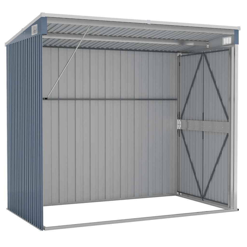 Capanno Giardino a Parete Grigio 118x194x178 cm Acciaio Zincato - homemem39