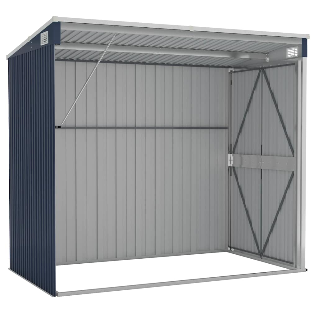 Capanno da Giardino a Parete Antracite 118x194x178 cm Acciaio - homemem39