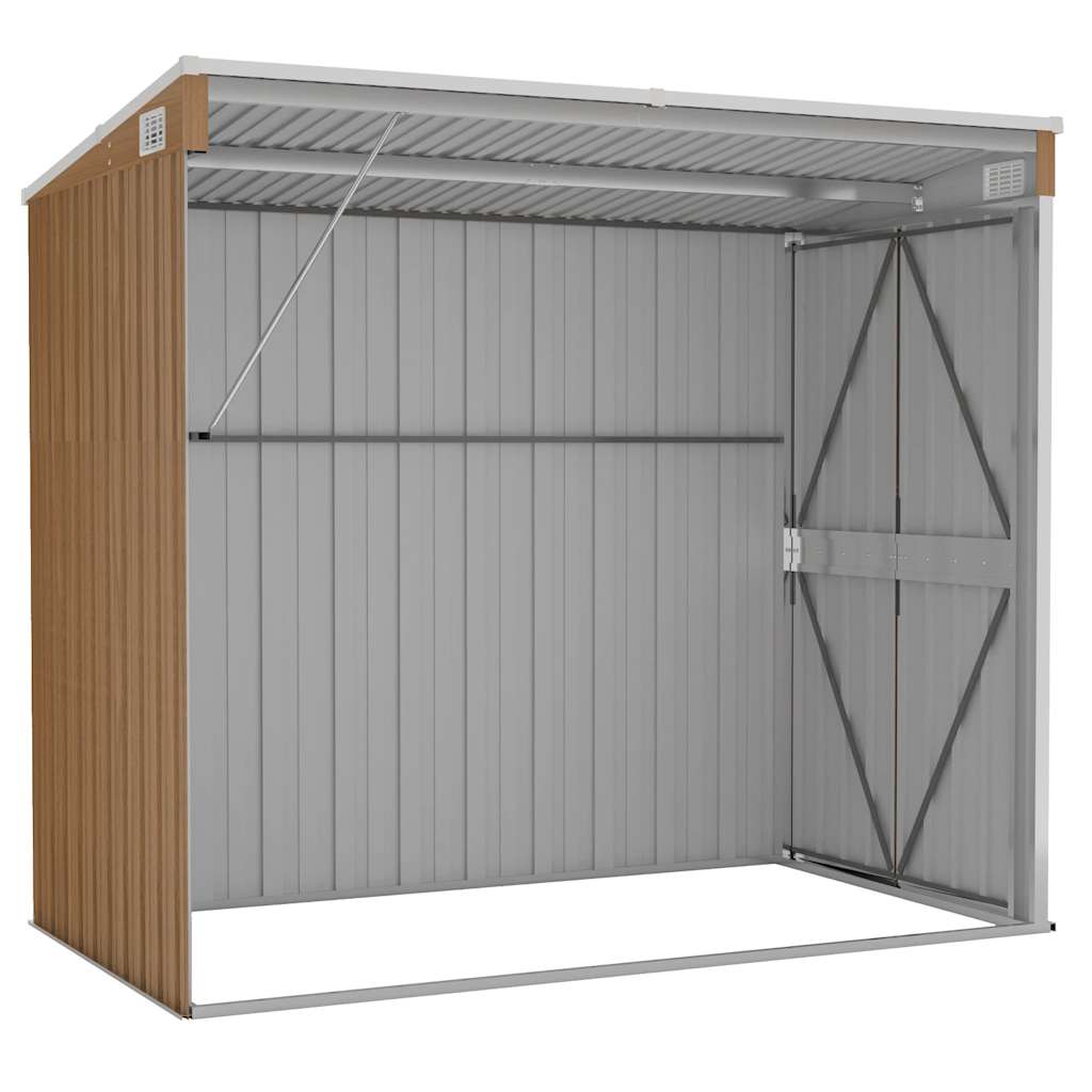 Capanno Giardino a Parete Marrone 118x194x178cm Acciaio Zincato - homemem39