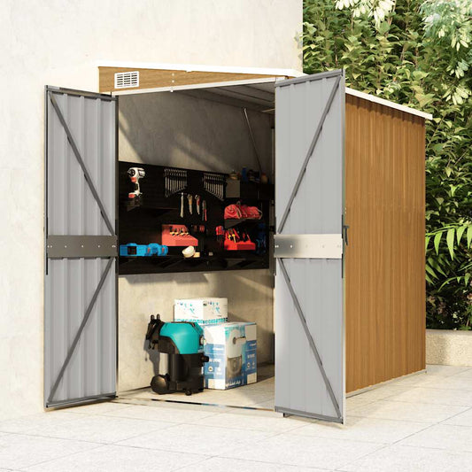 Capanno Giardino a Parete Marrone 118x194x178cm Acciaio Zincato | homemem39