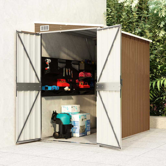 Capanno Giardino a Parete Marrone 118x194x178cm Acciaio Zincato - homemem39