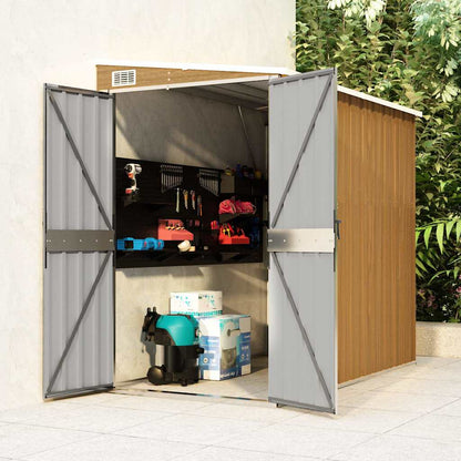 Capanno Giardino a Parete Marrone 118x194x178cm Acciaio Zincato