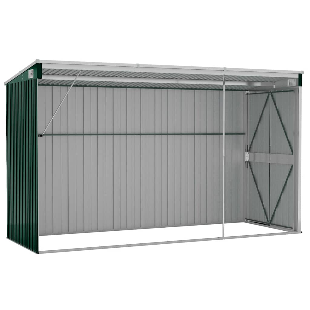 Capanno Giardino a Parete Verde 118x288x178 cm Acciaio Zincato | homemem39