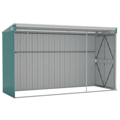 Capanno Giardino a Parete Verde 118x288x178 cm Acciaio Zincato - homemem39