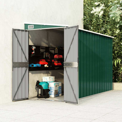 Capanno Giardino a Parete Verde 118x288x178 cm Acciaio Zincato | homemem39