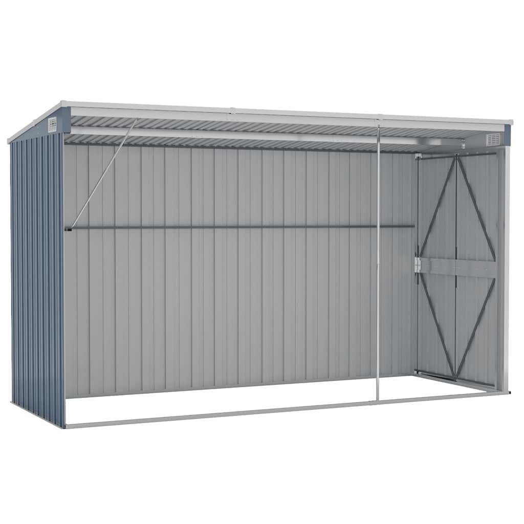 Capanno Giardino a Parete Grigio 118x288x178 cm Acciaio Zincato - homemem39