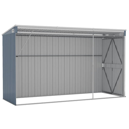Capanno Giardino a Parete Grigio 118x288x178 cm Acciaio Zincato - homemem39