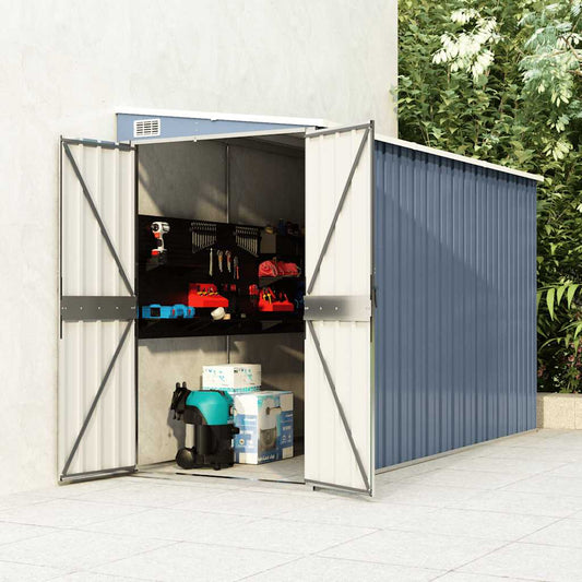 Capanno Giardino a Parete Grigio 118x288x178 cm Acciaio Zincato - homemem39