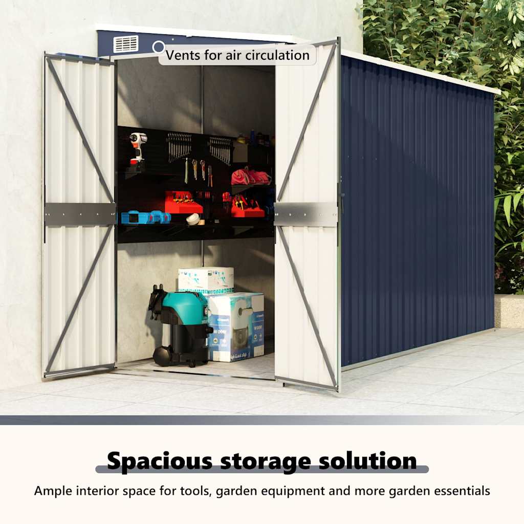 Capanno da Giardino a Parete Antracite 118x288x178 cm Acciaio - homemem39