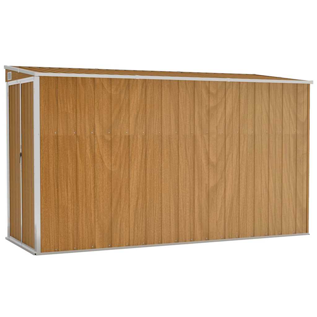Casetta da giardino a muro marrone 118x288x178 cm in acciaio zincato | homemem39