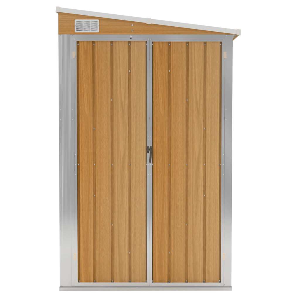 Casetta da giardino a muro marrone 118x288x178 cm in acciaio zincato | homemem39