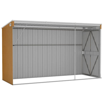 Casetta da giardino a muro marrone 118x288x178 cm in acciaio zincato | homemem39