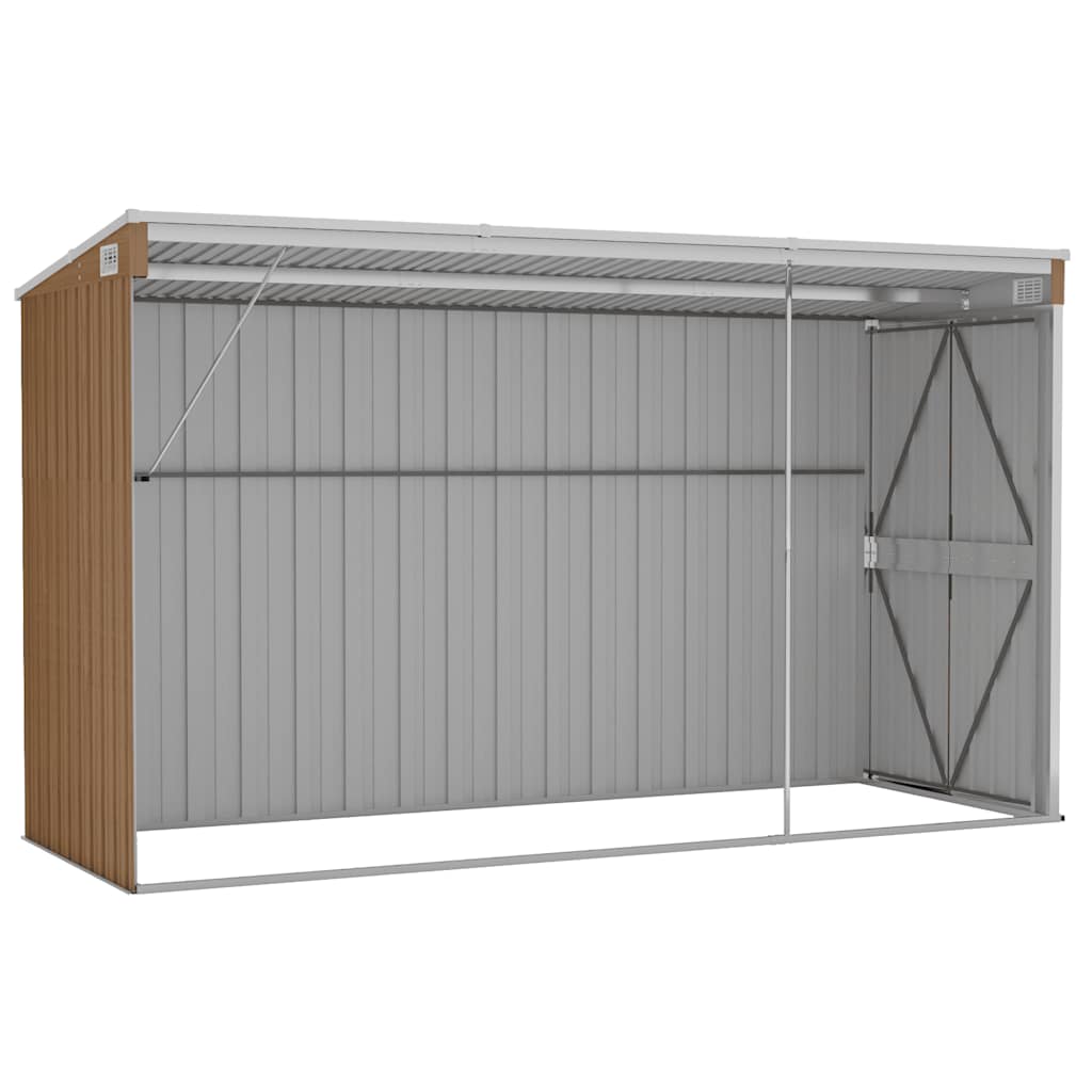 Capanno Giardino a Parete Marrone 118x288x178cm Acciaio Zincato - homemem39