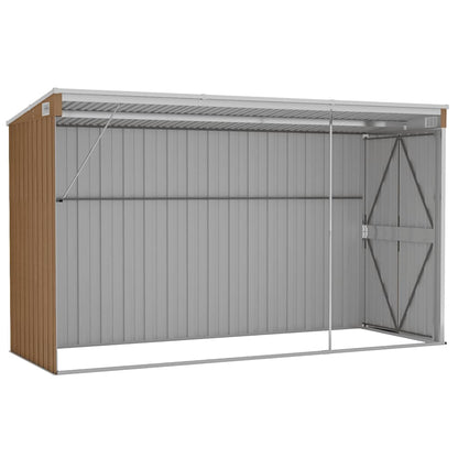 Capanno Giardino a Parete Marrone 118x288x178cm Acciaio Zincato - homemem39
