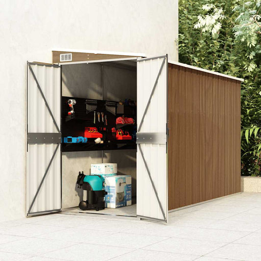 Capanno Giardino a Parete Marrone 118x288x178cm Acciaio Zincato - homemem39