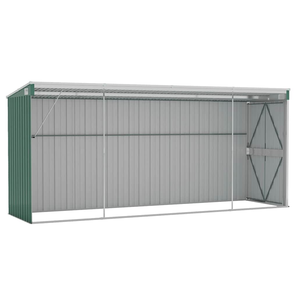 Capanno Giardino a Parete Verde 118x382x178 cm Acciaio Zincato - homemem39