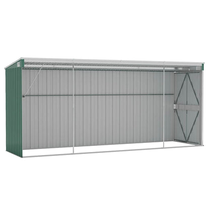 Capanno Giardino a Parete Verde 118x382x178 cm Acciaio Zincato - homemem39