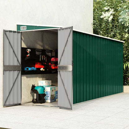 Capanno Giardino a Parete Verde 118x382x178 cm Acciaio Zincato