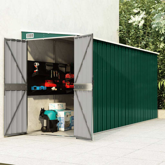 Capanno Giardino a Parete Verde 118x382x178 cm Acciaio Zincato | homemem39