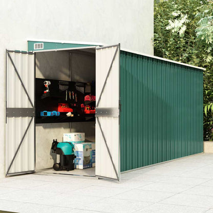 Capanno Giardino a Parete Verde 118x382x178 cm Acciaio Zincato - homemem39