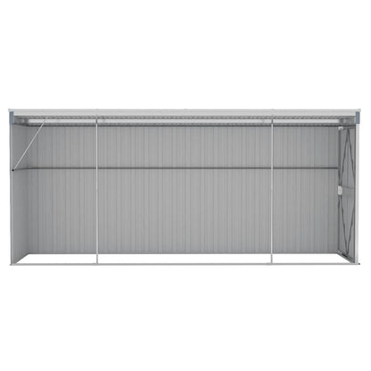 Capanno Giardino a Parete Grigio 118x382x178 cm Acciaio Zincato - homemem39