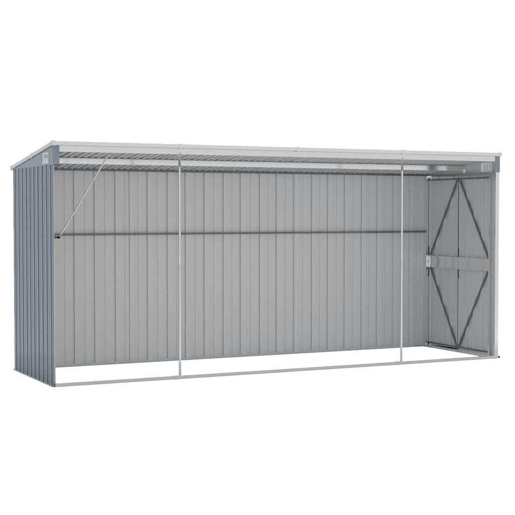 Capanno Giardino a Parete Grigio 118x382x178 cm Acciaio Zincato - homemem39