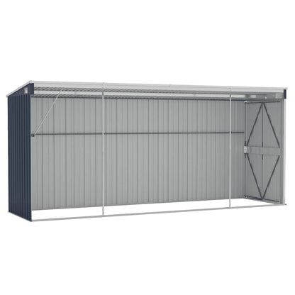 Capanno da Giardino a Parete Antracite 118x382x178 cm Acciaio - homemem39