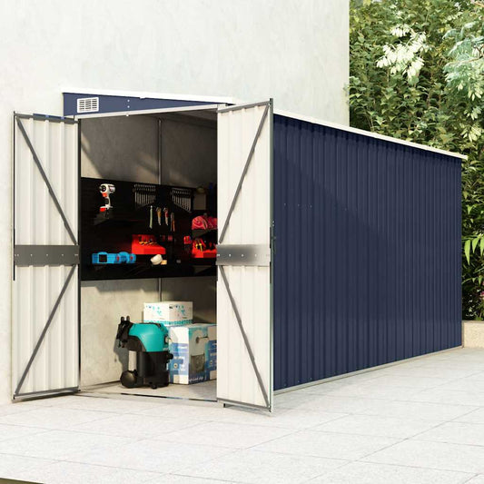 Capanno da Giardino a Parete Antracite 118x382x178 cm Acciaio - homemem39