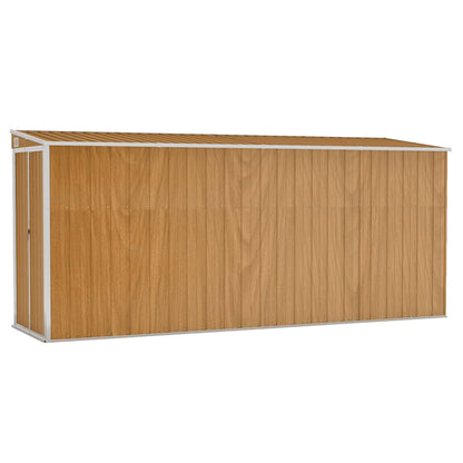 Casetta da giardino a muro marrone 118x382x178 cm in acciaio zincato | homemem39