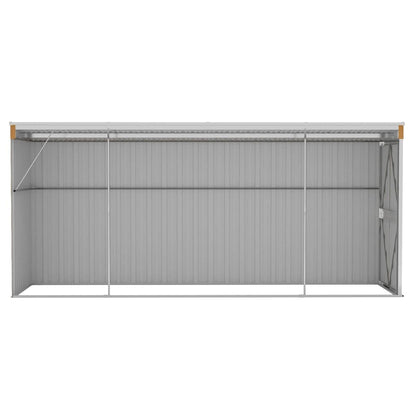 Casetta da giardino a muro marrone 118x382x178 cm in acciaio zincato | homemem39