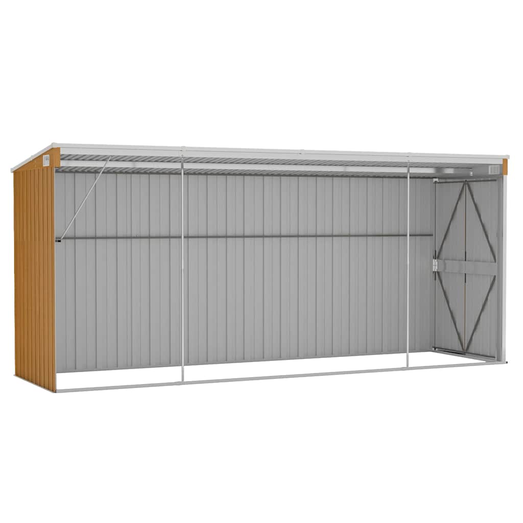 Casetta da giardino a muro marrone 118x382x178 cm in acciaio zincato | homemem39