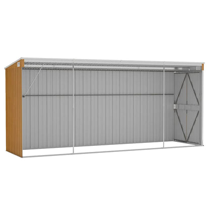 Casetta da giardino a muro marrone 118x382x178 cm in acciaio zincato | homemem39