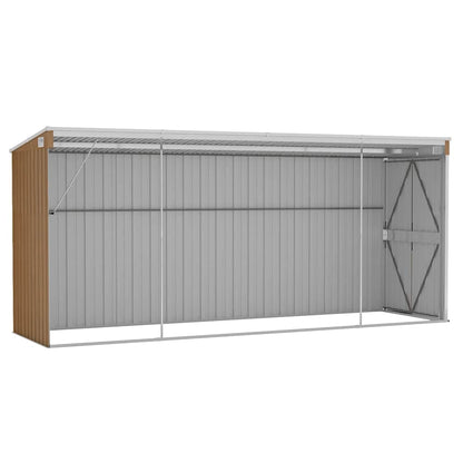 Capanno Giardino a Parete Marrone 118x382x178cm Acciaio Zincato - homemem39