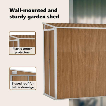Capanno Giardino a Parete Marrone 118x382x178cm Acciaio Zincato - homemem39