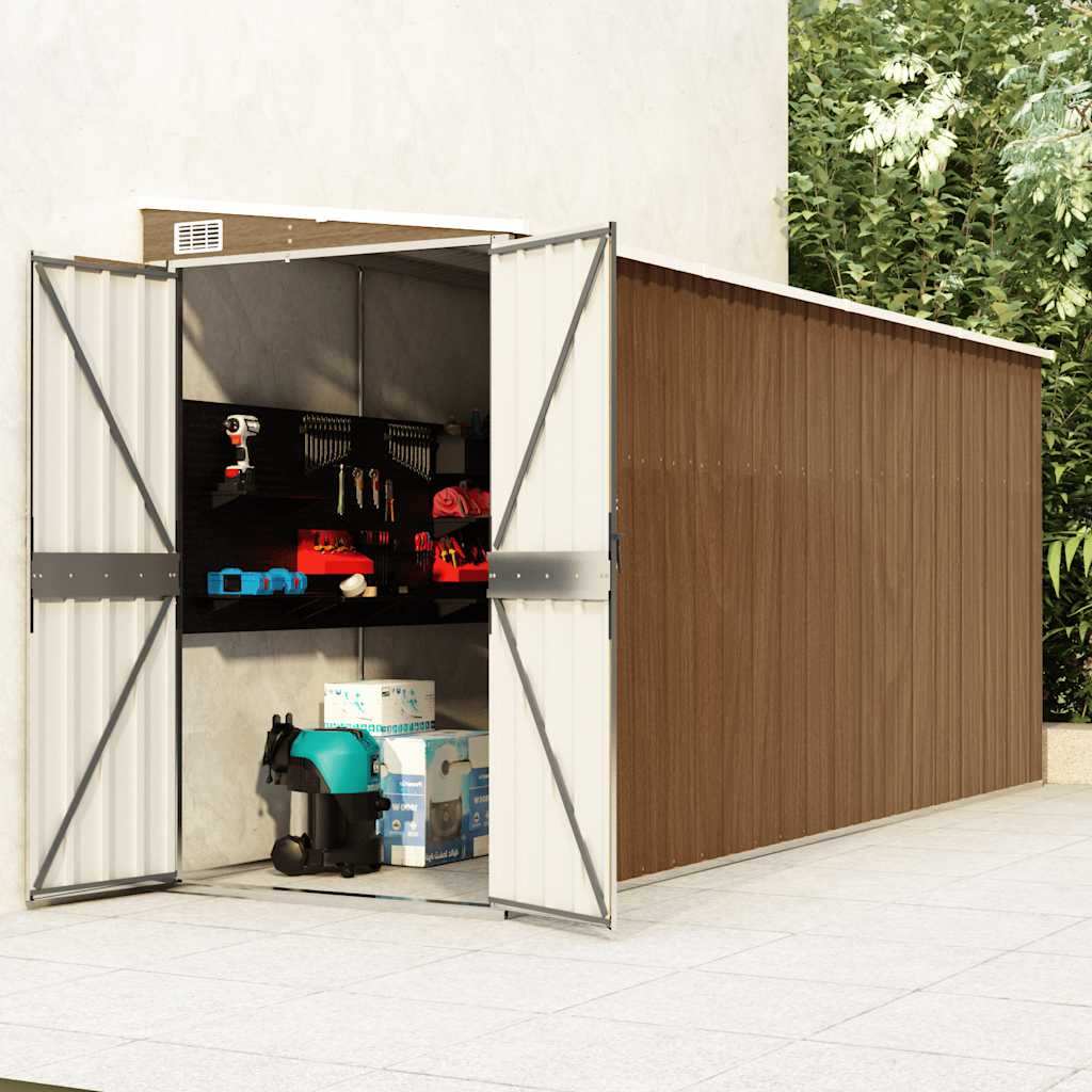 Capanno Giardino a Parete Marrone 118x382x178cm Acciaio Zincato - homemem39