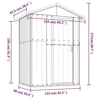 Capanno da Giardino Grigio 126x97,5x177 cm Acciaio Zincato - homemem39