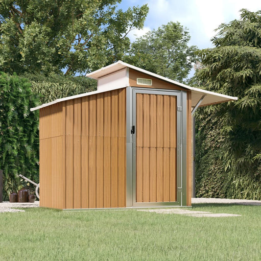 Capanno da Giardino Marrone 270x130x208,5 cm Acciaio Zincato - homemem39