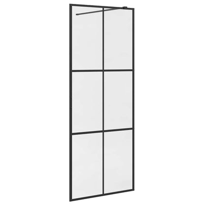 Parete Doccia Walk-in in Vetro Trasparente ESG Nera 80x195 cm | homemem39