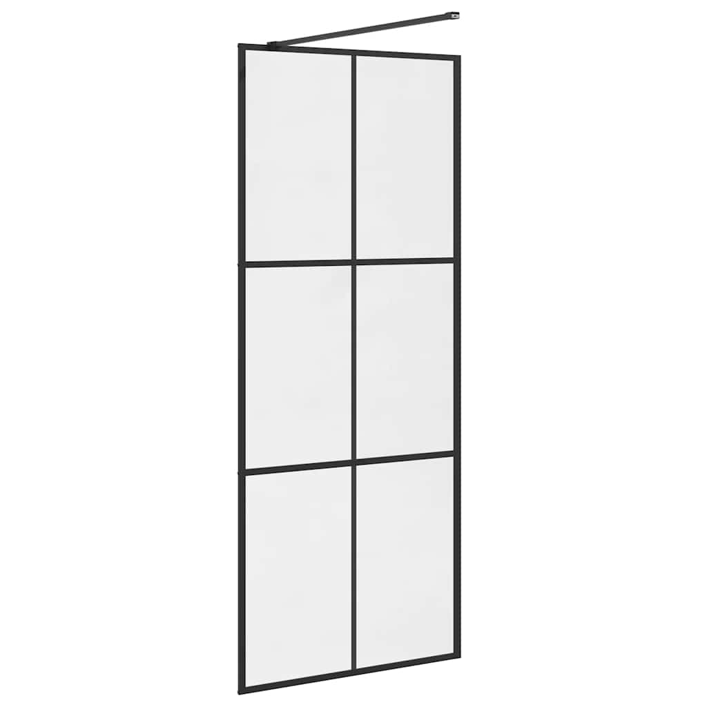Parete Doccia Walk-in in Vetro Trasparente ESG Nera 80x195 cm - homemem39