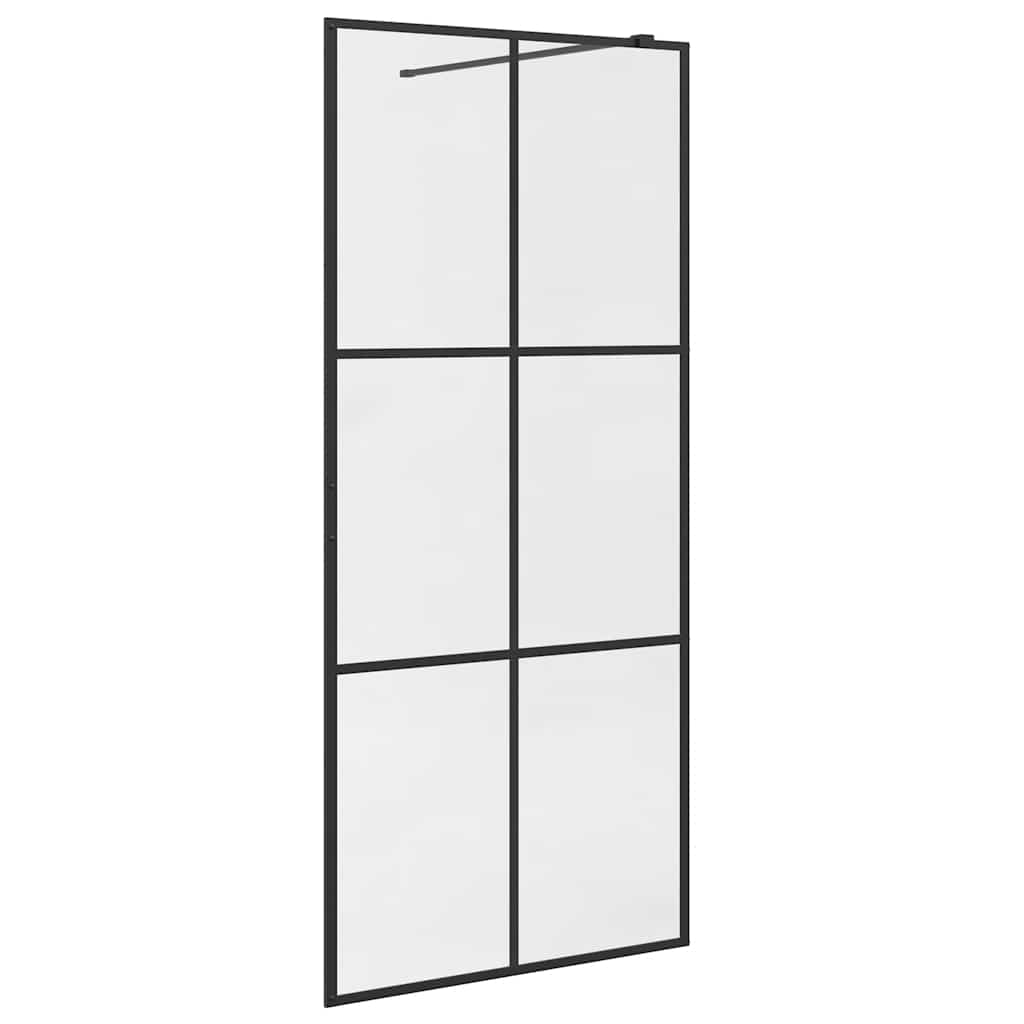 Parete per Doccia Walk-in Vetro Trasparente ESG 90x195 cm Nera | homemem39