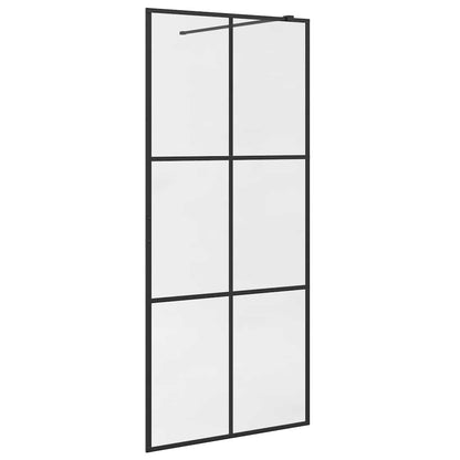 Parete per Doccia Walk-in Vetro Trasparente ESG 90x195 cm Nera | homemem39
