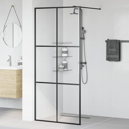Parete per Doccia Walk-in Vetro Trasparente ESG 90x195 cm Nera | homemem39