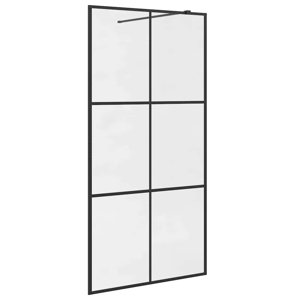 Parete per Doccia Walk-in Vetro Trasparente ESG Nera 100x195 cm - homemem39