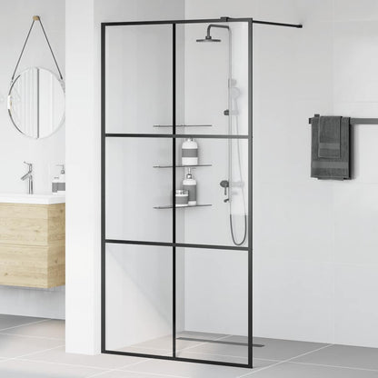 Parete per Doccia Walk-in Vetro Trasparente ESG Nera 100x195 cm - homemem39