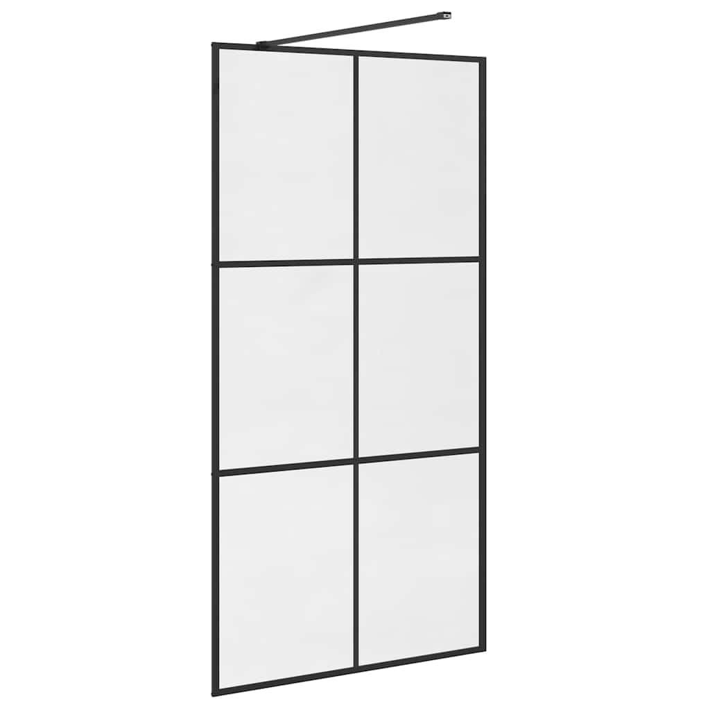 Parete per Doccia Walk-in Vetro Trasparente ESG Nera 100x195 cm - homemem39